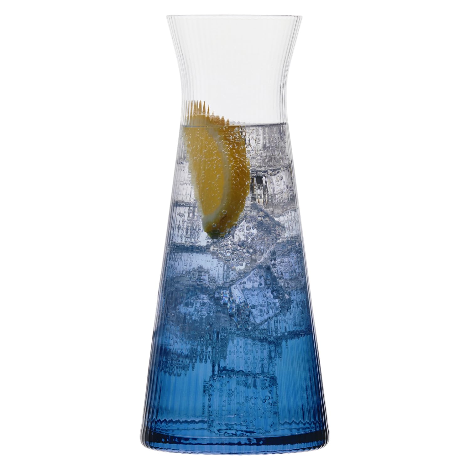 Anton Studio Designs Empire Handmade Water Carafe for Serving Water, Juice, and Beverages - 40.5 oz - Blue