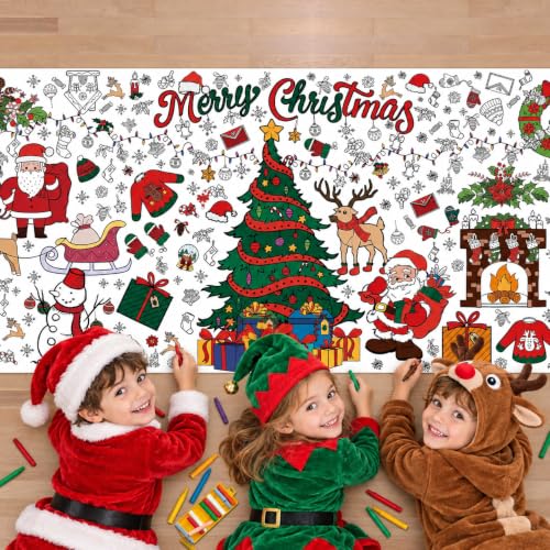 OHOME Christmas Giant Coloring Poster & Tablecloth - Kids Crafts & Activities 30x72 Inches