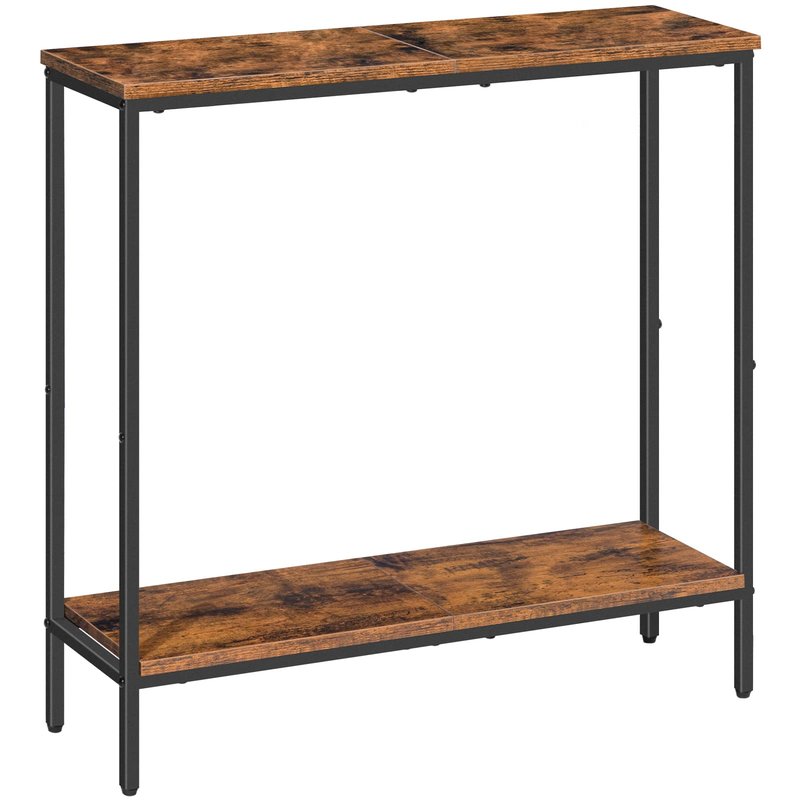 HOOBRO 29.5" L Narrow Console Table, Sofa Table Behind Couch with 2-Tier Storage Display Shelves, 8.7" D Small Entryway Table for Hallway, Foyer, Living Room, Bedroom, Rustic Brown and Black BF22XG01