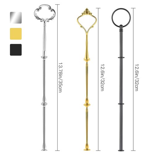 9 Set Cake Stand Hardware Kit Tiered Tray Hardware Fittings for Cake Stand,3 Tier Cake Stand Fittings Hardware Holder for Weeding,Party,Fruit Plate Handle,Cupcake Trays Serving Stand-Gold,Silver,Black