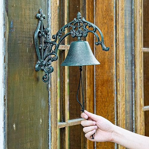 Large Cast Iron Farmhouse Dinner Bell, Wall Mounted Antique Doorbell
