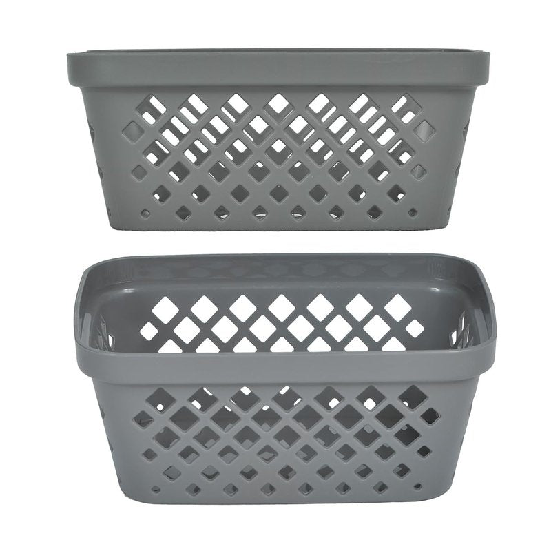 Glad Plastic Storage Basket Set - Multipurpose Drawer Trays, Kitchen Pantry Containers, and Bathroom Bins - 9 Pack Small Organizers, Grey