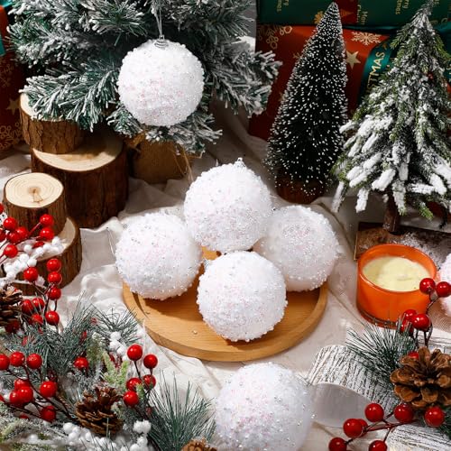 Lyrow 24 Pcs 3.15" Christmas Ball, AB White