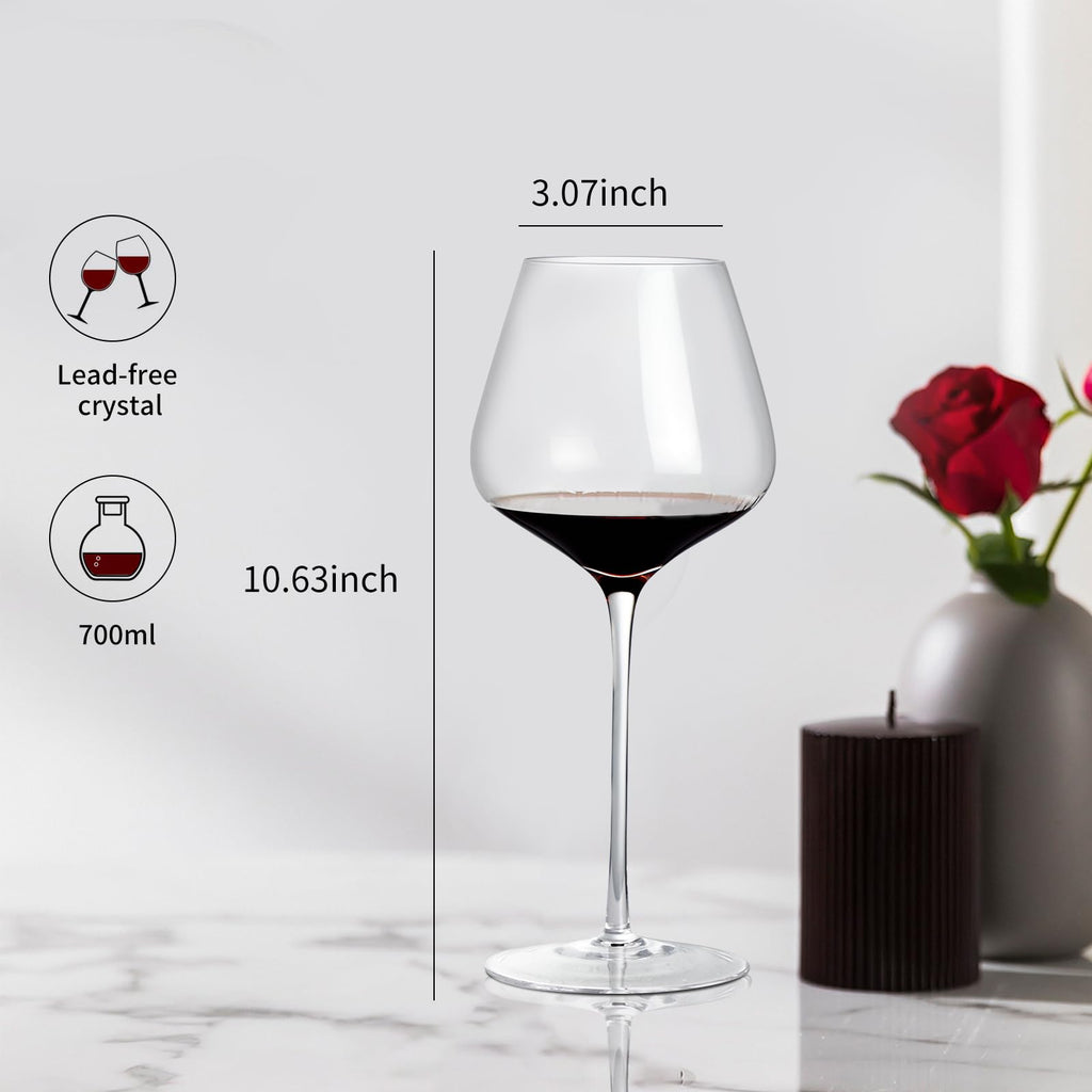 ACHEER Hand Blown Crystal Red Wine Glasses Set of 2, 24oz, Long Stem, Large - Gift Box, Perfect for Men & Women, Ideal for Any Occasion
