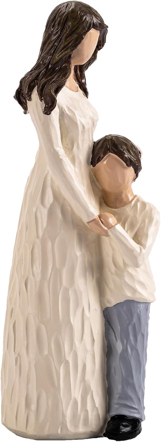 Regine Switzerland Mother and Son Figurines - Hand-Painted Family Sculpture Gift | 9.5" H for Birthdays, Christmas, Mother's Day