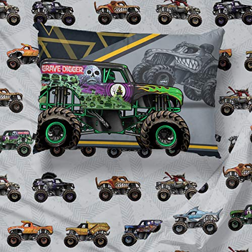 Monster Truck Twin Bedding Set - 4-Piece Reversible Comforter & Sheet Set