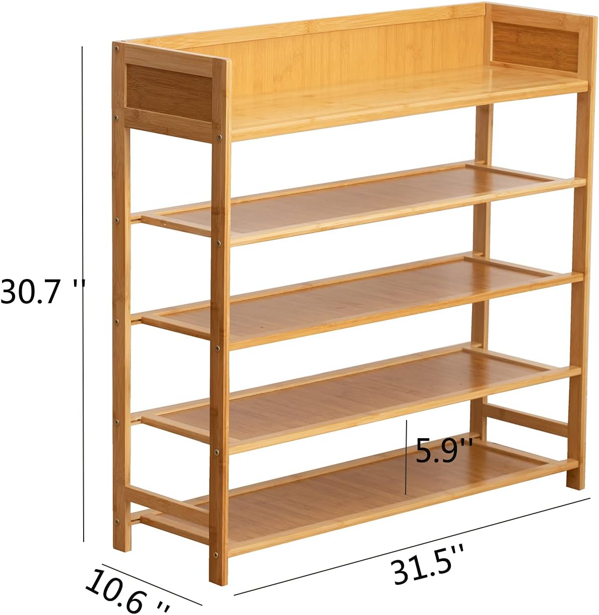 Bamboo Shoe Rack Organizer - 5-Tier Storage Shelf for Entryway, Hallway & Closet | Natural Finish (31.5")