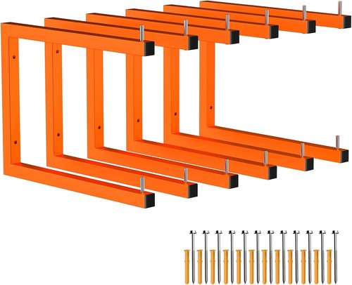 6 Pack Lumber Storage Rack - Heavy-Duty Wall-Mounted Wood Organizer | 1320 lb Capacity | Indoor/Outdoor Use