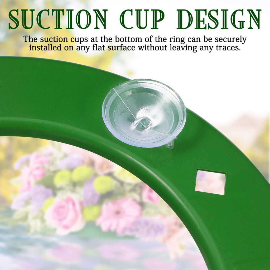 Skiennix Suction Cup Floral Foam Ring - 11.8-Inch Pre-Soaked Base for Fresh Flowers | Easy Car Window Decoration (Green)