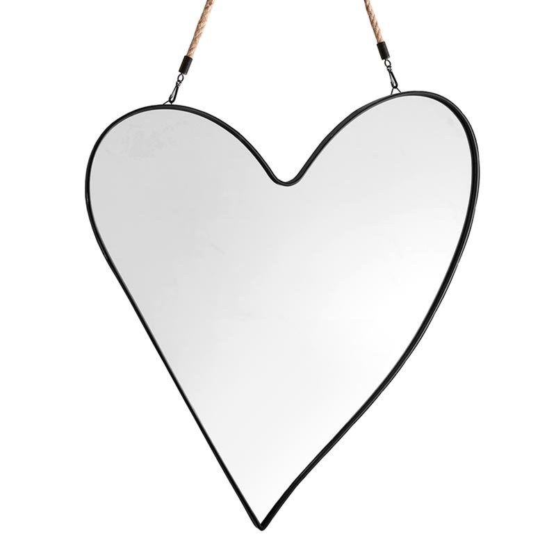 Santa Barbara Design Studio Hanging Mirrors Heart-Shaped Black Metal Framed Mirror, 16" x 18", Rustic Heart