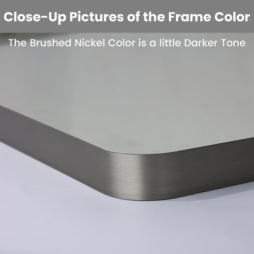 LOAAO Brushed Nickel Bathroom Mirror - Rounded Rectangle Design, Anti-Rust, 32X36 Inch, Hangs Vertically or Horizontally