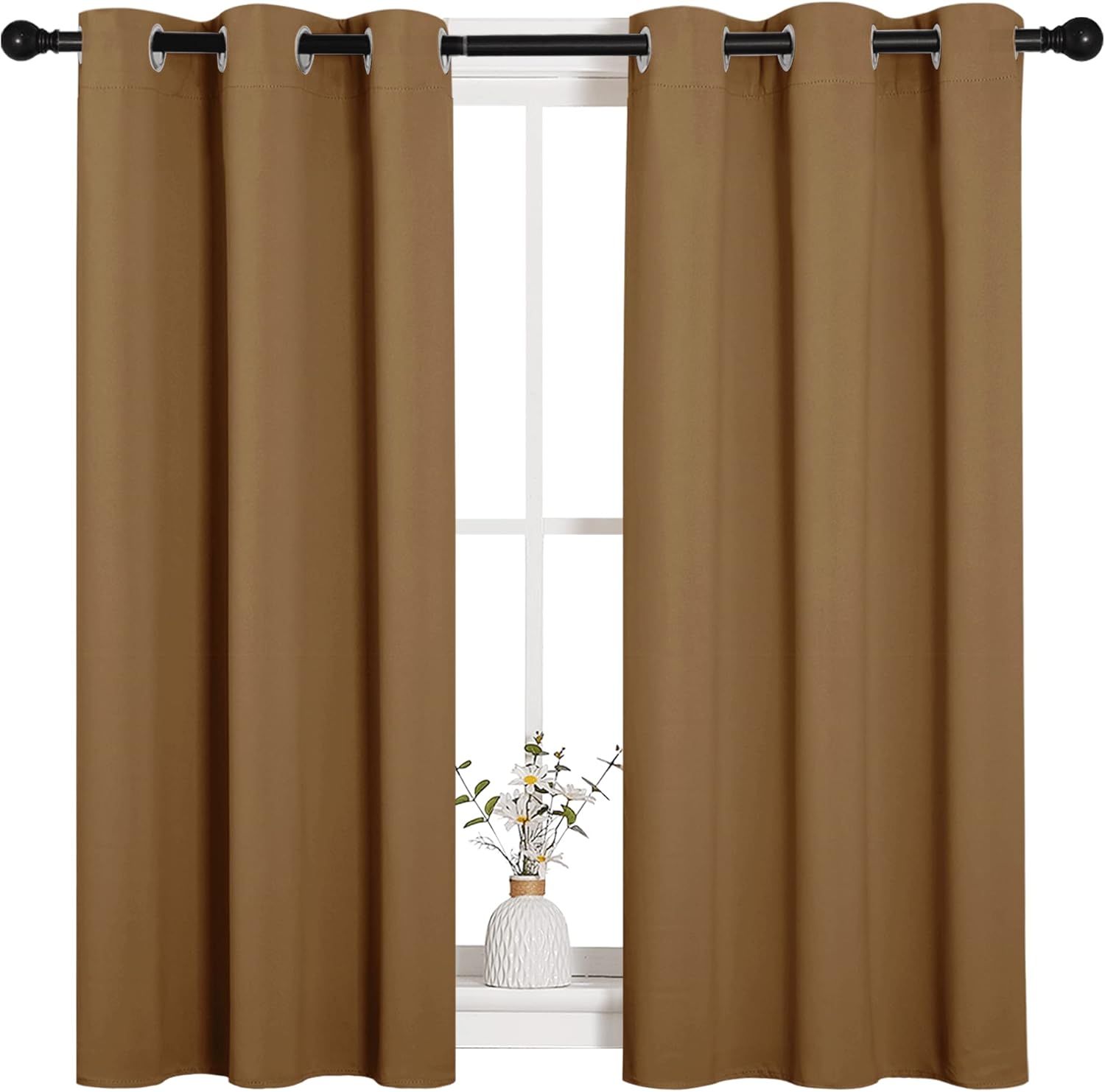 NICETOWN Blackout Curtains - Noise Reducing & Draft Blocking | 45-Inch Length, Gold Brown (2 Panels)