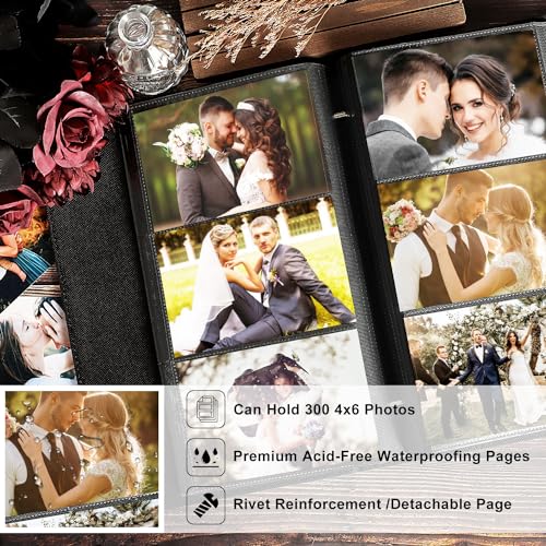 Large Linen Wedding Photo Album for 300 4x6 Horizontal Photos, Beige