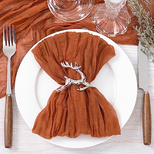 Socomi Terracotta 21x21 Inch Washable Cheesecloth Napkins Set of 24 for Wedding & Home Decor