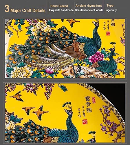 10-Inch Decorative Porcelain Plate with Peacock and Peony Design