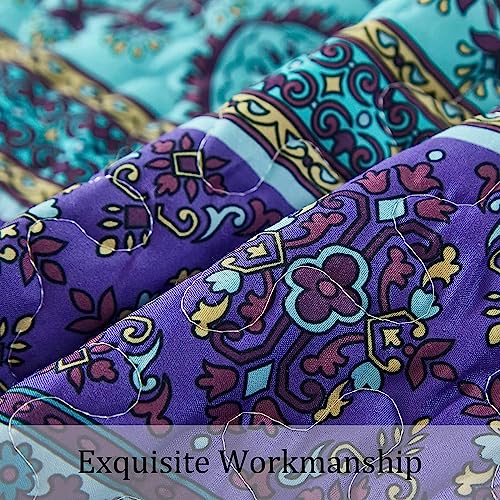Boho Twin Quilt Bedding Set - 2 Piece All-Season Microfiber Coverlet