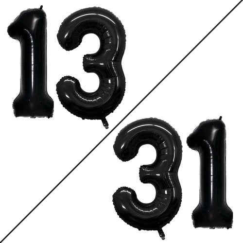GOER Jumbo 42-Inch Number 13 Balloons - Sweet 13 Birthday Party Decorations | Black Foil Helium Balloons