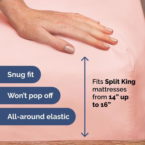 Flex Top Split Head King Sheet Set - Comfy Cooling Bed Sheets for Luxury Sleep - Deep Pockets, Soft Baby Pink