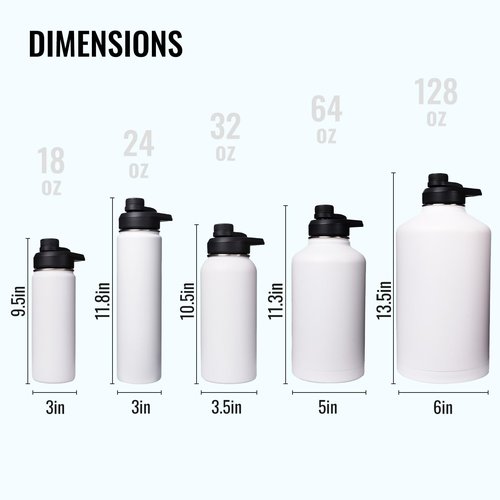 Fijinhom 24 oz Insulated Water Bottle with Handle, 304 Stainless Steel Water Bottles with Wide Mouth, Double Wall Vacuum Sports Water Bottle, BPA Free, Keep Cold and Hot, White