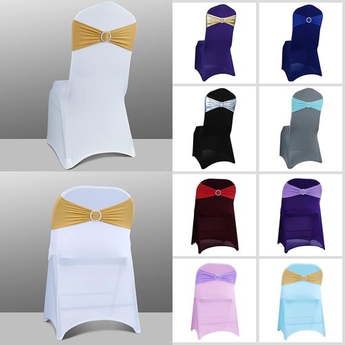 Babenest Spandex Chair Sashes - 30PCS Premium Stretch Covers with Buckle Slider for Weddings & Events | Gold