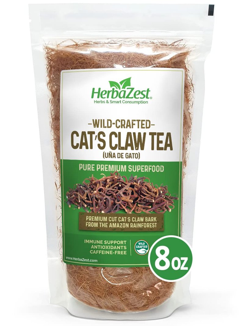 HerbaZest Cat's Claw Tea (Uña de Gato) – 8oz (225g) – Premium Wild-Crafted & 100% Pure Bark – Naturally Caffeine Free