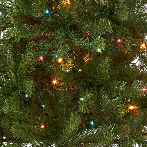 National Tree Company 4.5ft Pre-Lit Kingswood Fir Slim Christmas Tree - 150 Multicolor Lights, Hinged Branches