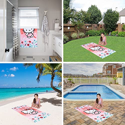 Franco Hello Kitty Kids Cotton Beach Towel 58x28 Inches, Super Soft & Absorbent