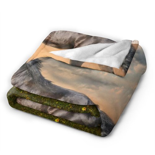 Horse Blanket Galloping Running Horse Soft Decorative Flannel Throw Blanket Lightweight Cozy Fuzzy Blanket for Couch, Bed and Chair-60''x50''
