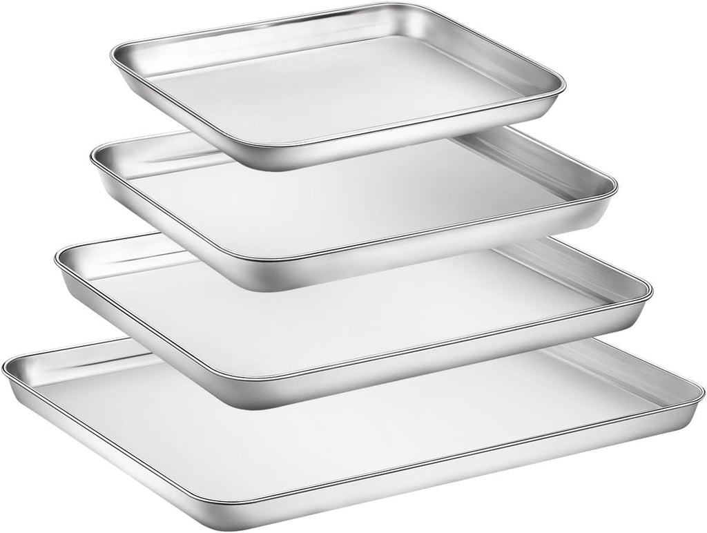 Skiennix Stainless Steel Baking Sheets - Non-Stick & Easy Clean | 4-Piece Toaster Oven Set