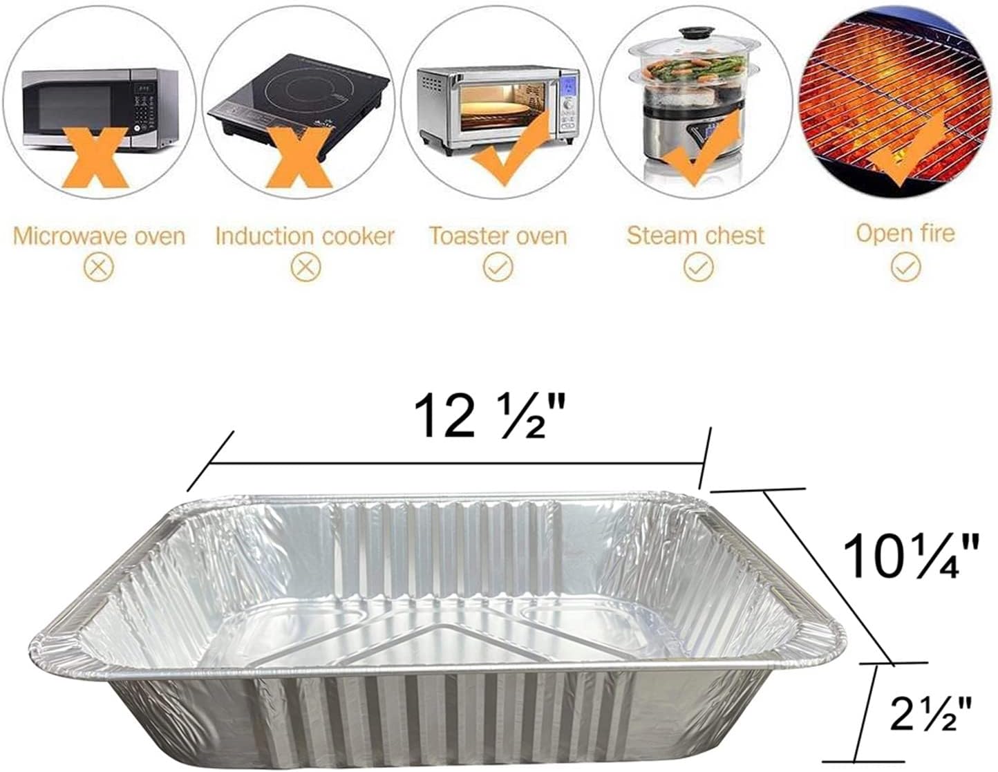 Waytiffer Aluminum Pans - 9x13 Disposable Foil Pans (10 Pack) | Extra Thick for Baking & Serving