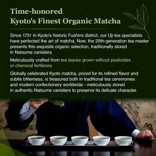 KATSUHIKO Japanese Organic Matcha - Ceremonial Grade - Carefully selected by our 20th-generation Kyoto tea master (est. 1751).Organic JAS Certified. 55g(1.94 oz).