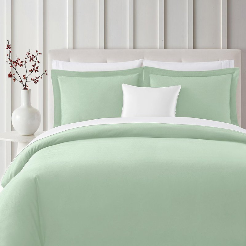 Mellanni Duvet Cover Flannel Set - Soft 100% Organic Cotton Bedding Sets & Collections - Button Closure & Corner Ties (Queen, Gray)