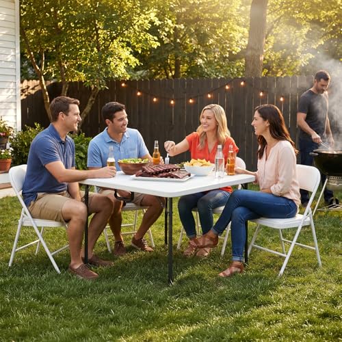 5-Piece Folding Table and Chairs Set, 36 Inch Portable Card Table with Padded Seats