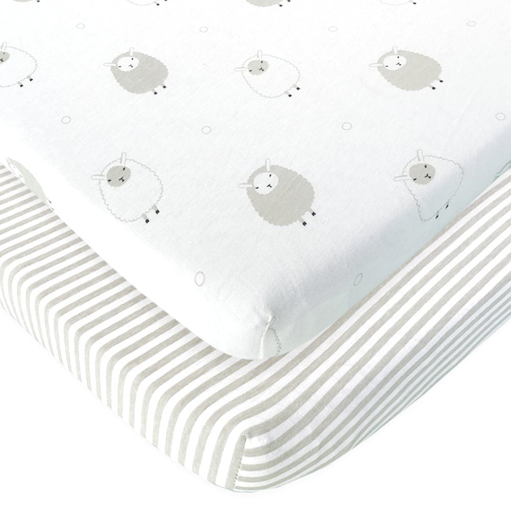 Baby Cradle Sheets Fitted 18x36x2 - Compatible with Arms Reach Co Sleeper Cambria, Clear Vue, Mini Ezee,Bassinet - Pure Jersey Cotton - Breathable | Unisex