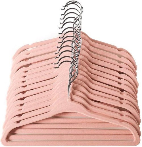 ManGotree Baby Hangers - Ultra Thin Non-Slip Kids Coat Hangers | 15 Pack in Light Pink