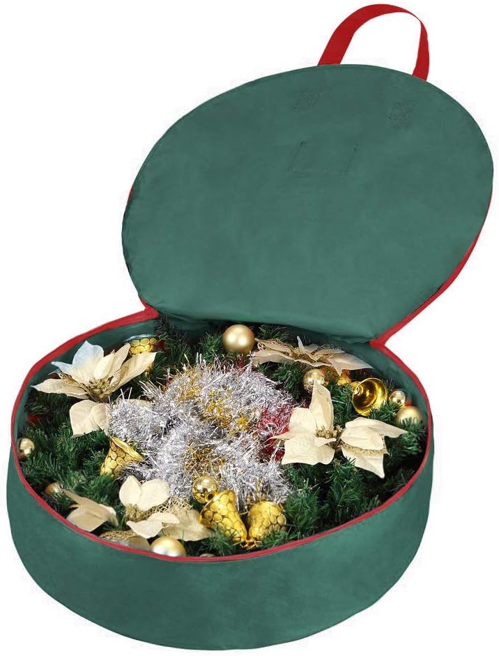 Primode Christmas Wreath Storage Bag - 36" Durable Container for Holiday Wreaths | 2 Pack, Green