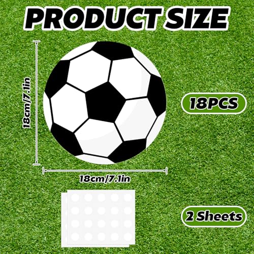 18 Pcs Soccer Ball Paper Cutouts, 7-Inch Double-Sided Sports Party Decor