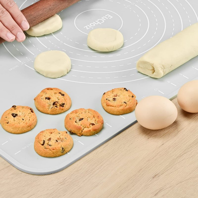 EuChoiz Silicone Pastry Mat 24"*16" Extra Thick Non Stick Baking Mat Food Grade Silicone Dough Rolling Bake Mat with Edge Heightening