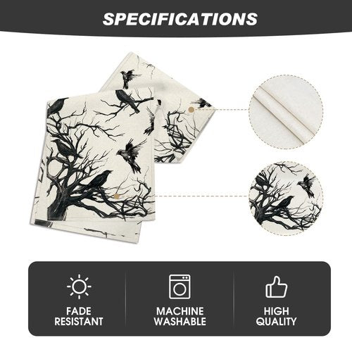 Artoid Mode Silhouette Tree Crows Halloween Table Runner, Branches Fall Kitchen Dining Table Decoration for Outdoor Home Party 13x108 Inch