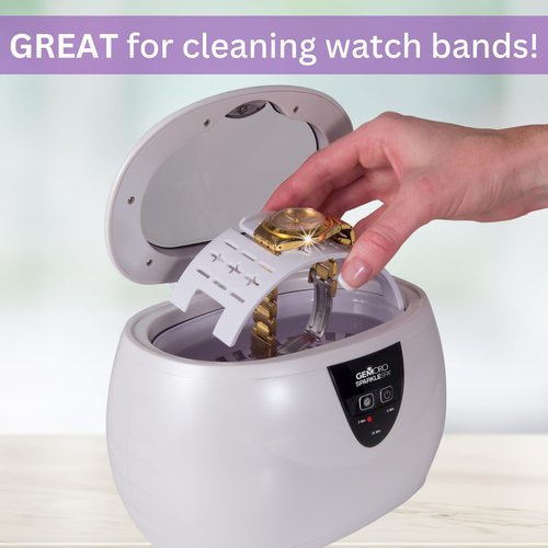 GemOro Sparkle Spa | Personal Ultrasonic Jewelry Cleaner with 3 User-Programmable Timed Cleaning Cycles | Professional Performance Machine for Rings Watches Glasses Earrings (1783)