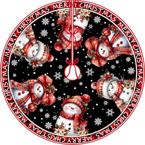 Snowman Christmas Tree Skirt 48 Inch Festive Holiday Home Decor - Winter Winter Holiday Decoration for Christmas Tree - FARMNALL
