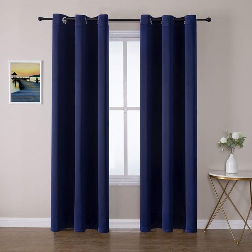 ChrisDowa Blackout Curtains - Thermal Insulated Room Darkening Panels, Navy Blue, 42 x 72 Inch, 2-Panel Set