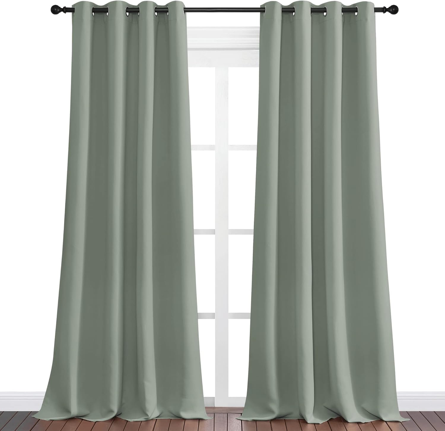 NICETOWN Greyish Green Blackout Curtains - 108" Long, 55" Wide | Sound Reducing & Energy Efficient Panels for Modern Spaces