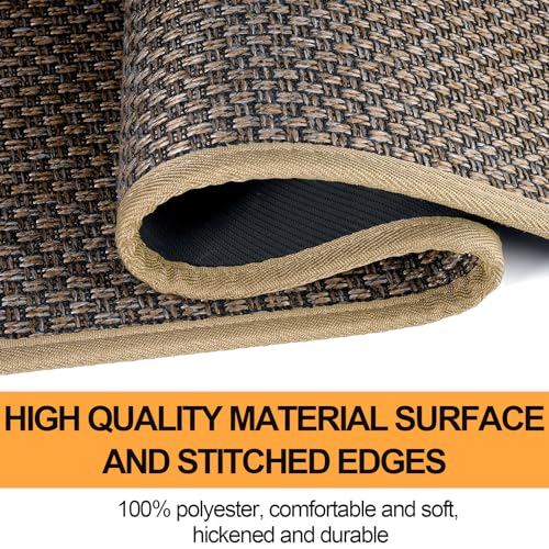SUMLANS Brown Kitchen Mat Set of 2, 17.3x47 & 17.3x30 Inches, Non-Slip Washable Rugs