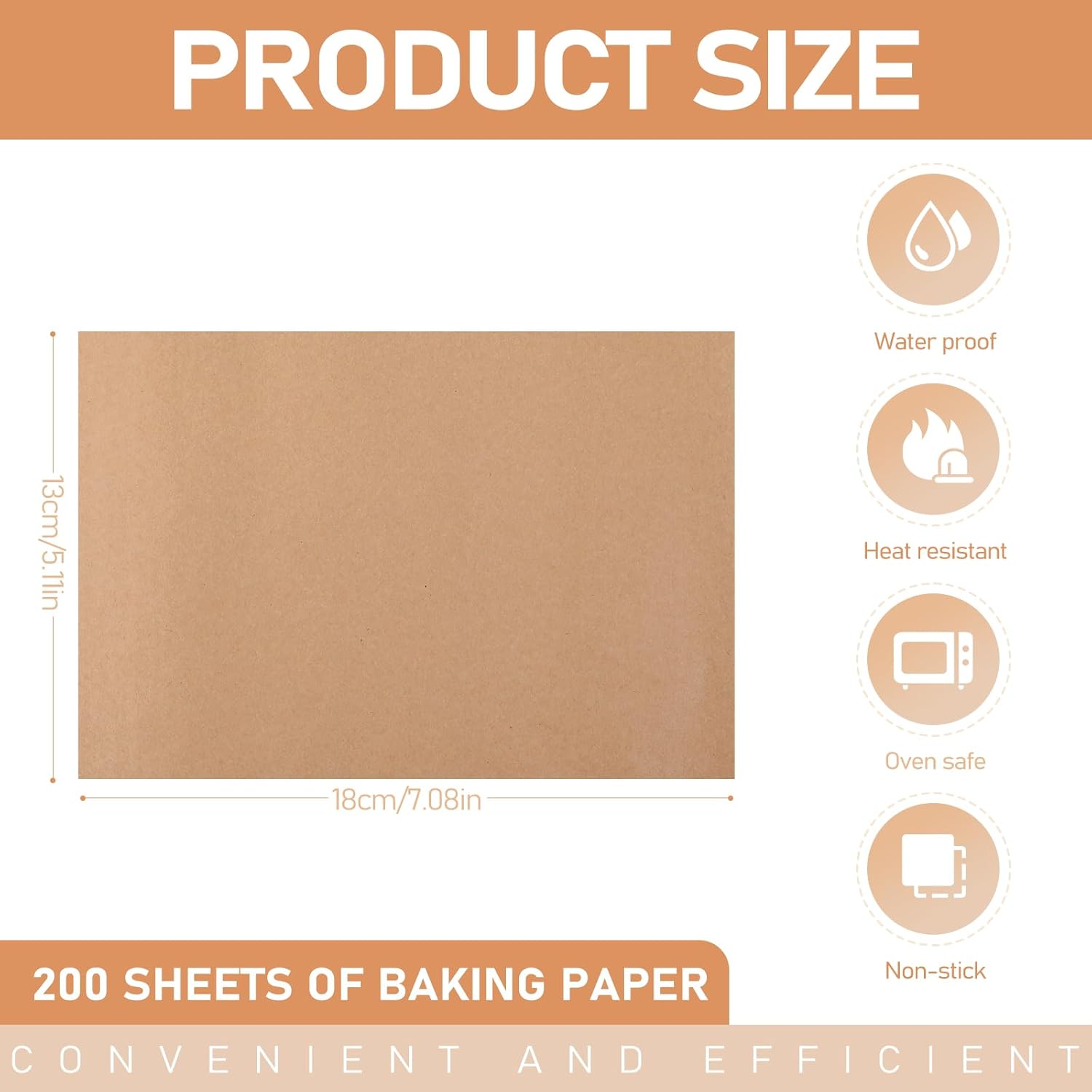 Skiennix Large Parchment Paper Sheets - 200 Pcs Heavy-Duty Nonstick 13 x 18 Inch for Baking & Cooking
