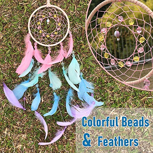 Colorful Handmade Moon Dream Catcher Feather Wall Hanging Decor