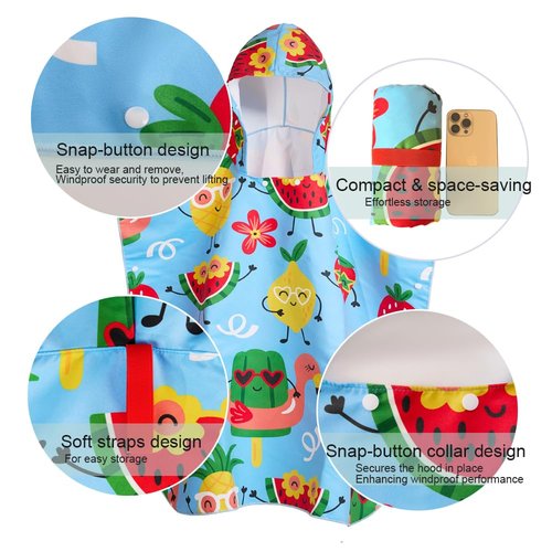 MADDY'S HOME Kids Hooded Beach Towel - Super Soft Absorbent Cotton Poncho for Boys & Girls, Bath Pool & Beach Use,Toddler to Teen (3-13 Years) (Blue Fruit)