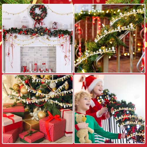 LOMIMOS 33FT Gold Crystal Beads Garland for Christmas Tree & Holiday Decor
