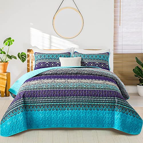 Boho Twin Quilt Bedding Set - 2 Piece All-Season Microfiber Coverlet