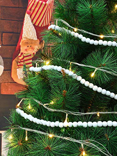 Hicarer 12ft White Wooden Bead Garland for Christmas Tree & Holiday Decor
